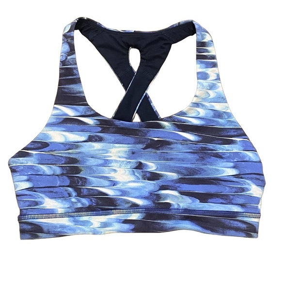 LULULEMON Time To Sweat Sport Bra in Tidal Multi Yoga Workout Athletic 6 EUC - Picture 2 of 9